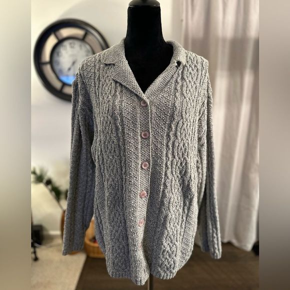 Northern Reflections Sweaters - Northern Reflections Vintage Cable-knit Button Down Cardigan “Oatmeal Grey” XL